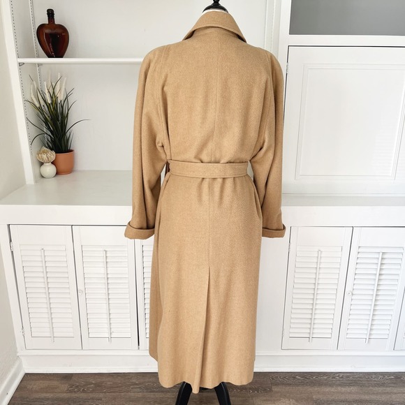 Vintage Fleurette of California Camel Hair Wool Double Breasted Trench Coat Sz L - Picture 5 of 9